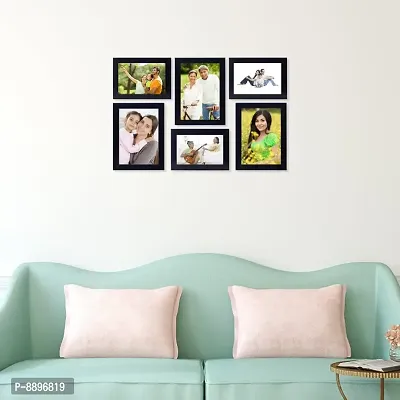 Classy Collage Photo Frames (Set of 6, Wall Hanging),Black