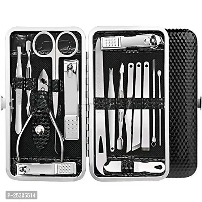 LANELLIE Manicure Pedicure 16 Tools Set Nail Clippers Stainless Steel Professional Nail Scissors Grooming Kits Nail Tools with Leather Case