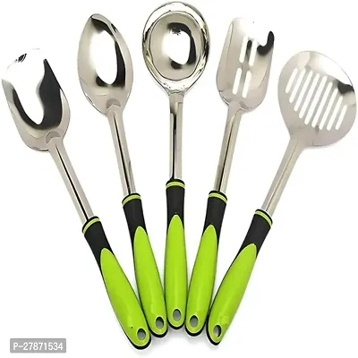 STAINLESS STEEL SERVING SPOON SET 5 PCS.-thumb0