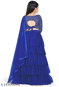 Alluring Blue Satin Embroidered Lehenga Cholis with Dupatta For Girls-thumb2