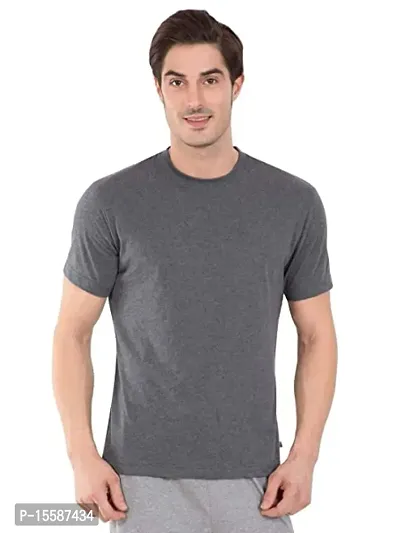 Reliable Orange Cotton Solid Round Neck Tees For Men