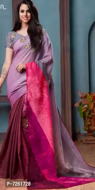 Womens Linen party wear saree-thumb0