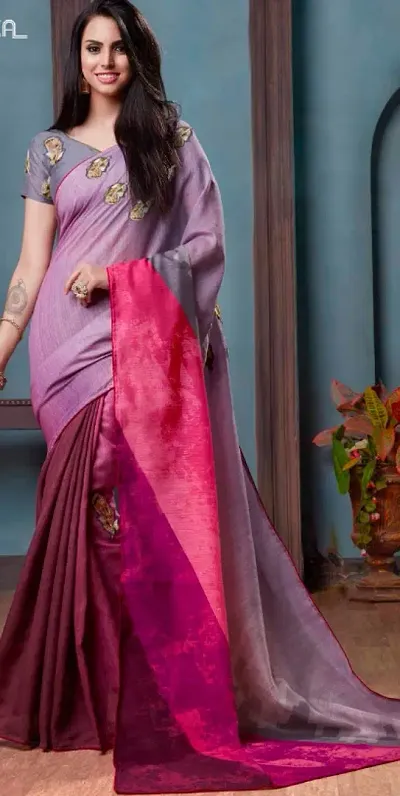 Linen Party Wear Sarees With Blouse Piece
