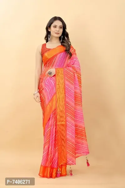 Beautiful Chiffon Saree With Blouse Piece For Women-thumb0