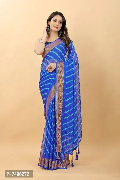 Beautiful Chiffon Saree With Blouse Piece For Women