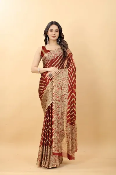 Beautiful Festivewear Chiffon Sarees With Blouse Piece