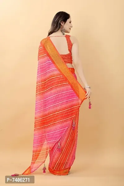 Beautiful Chiffon Saree With Blouse Piece For Women-thumb4