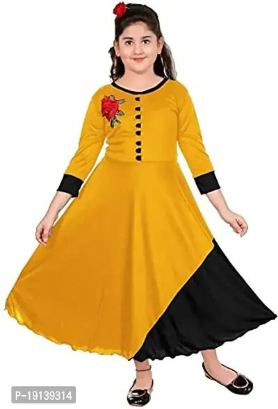 DIGIMART Girl's Fancy Dress Frock Yellow
