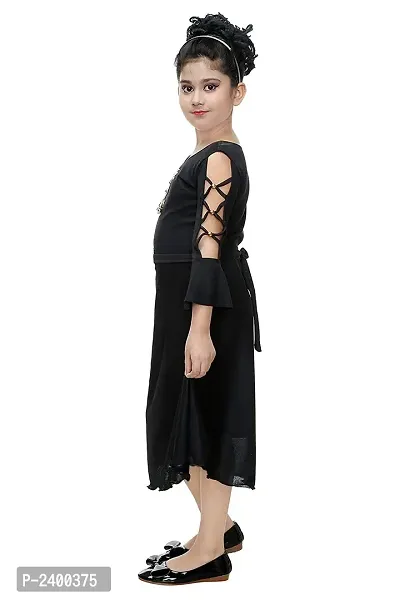 Black Silk Blend Embellished Frocks-thumb2