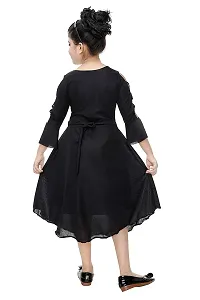 Stylish Black Silk Blend Embellished Frocks For Girl-thumb2