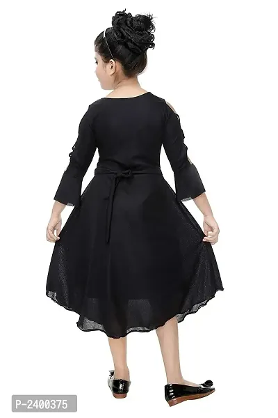 Stylish Black Silk Blend Embellished Frocks For Girl-thumb3