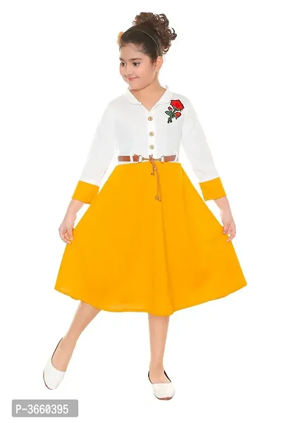 White and Yellow Cotton Blend Frocks-thumb0