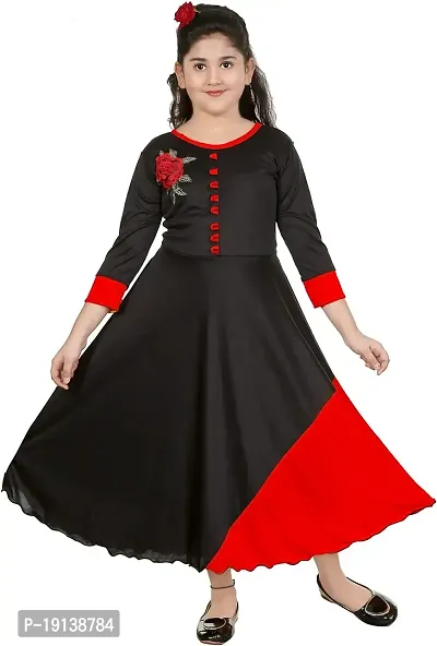 DIGIMART Girl's Fancy Dress Frock BLACKRED-thumb0
