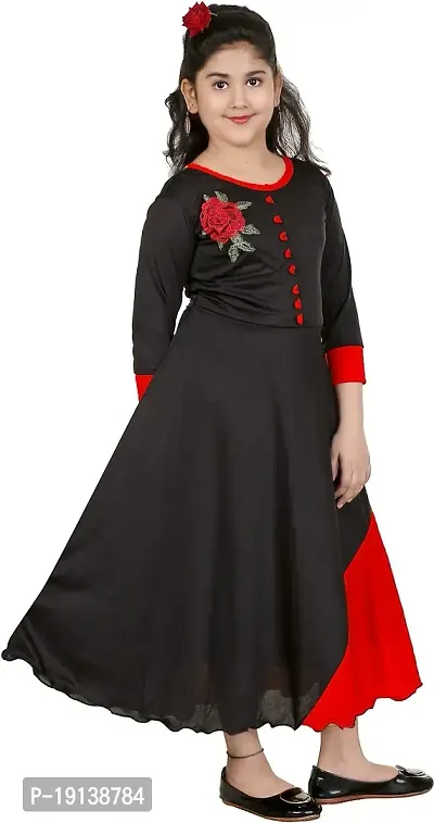 DIGIMART Girl's Fancy Dress Frock BLACKRED-thumb3