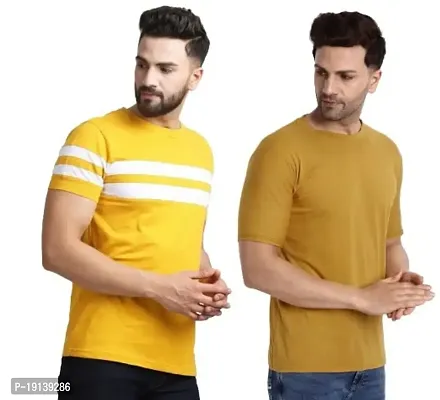 DIGIMART Men Round Neck T-Shirt (Mustard)-thumb0