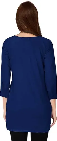 Casual 3/4 Sleeve Solid Women Blue Top-thumb1