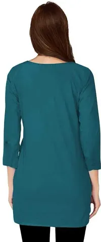 Casual 3/4 Sleeve Solid Women Green Top-thumb1