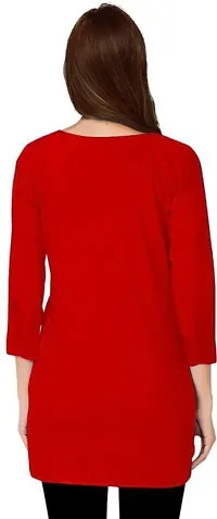 Casual 3/4 Sleeve Solid Women Red Top-thumb1