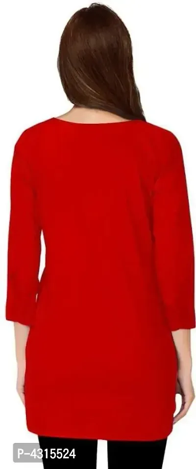 Casual 3/4 Sleeve Solid Women Red Top-thumb2