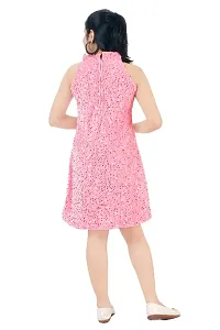 Stylish Pink Cotton Blend Embellished A-Line Dress For Girl-thumb1