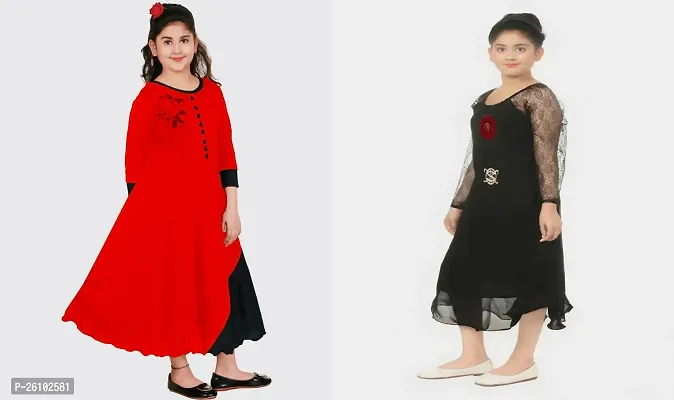 Stylish Fancy Frocks and Net A-Line Dress For Girls-thumb2