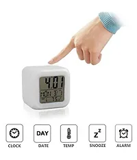 Plastic Smart Automatic 7 Colour Changing LED Digital Alarm Clock with Date, Time-thumb1