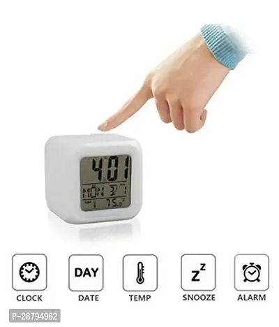 Plastic Smart Automatic 7 Colour Changing LED Digital Alarm Clock with Date, Time-thumb2