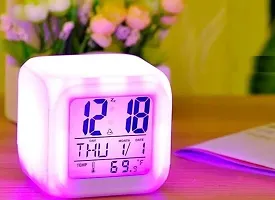 Plastic Smart Automatic 7 Colour Changing LED Digital Alarm Clock with Date, Time-thumb3