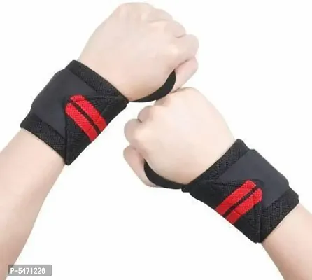 Adjustable Pair Thumb Loop for Weightlifting, Powerlifting, Gym Wrist Support . Wrist Support  (Red) Free Size