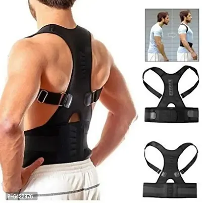 Premium Magnetic Posture Corrector Belt For Men Back Pain Relief Shoulder Belt Back and Abdomen Support (Black Size S)-thumb0