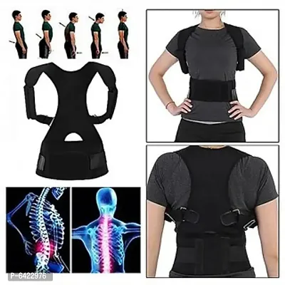 Premium Magnetic Posture Corrector Belt For Men Back Pain Relief Shoulder Belt Back and Abdomen Support (Black Size S)-thumb2