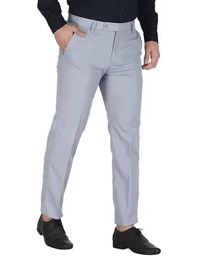 Elegant Lycra Light Mid-Rise Solid Formal Trouser For Men