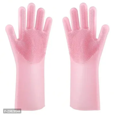 silicone solid color gloves for house hold cleaning multipurpose uses..-thumb0