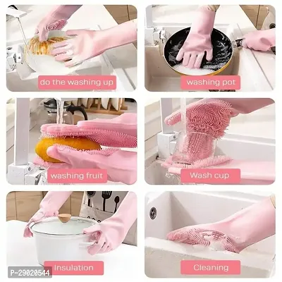 silicone solid color gloves for house hold cleaning multipurpose uses..-thumb2
