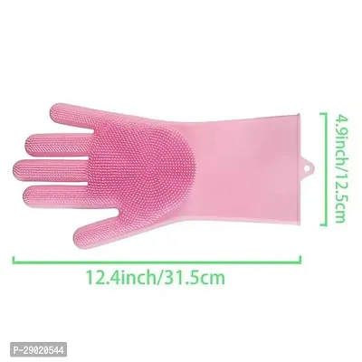 silicone solid color gloves for house hold cleaning multipurpose uses..-thumb3