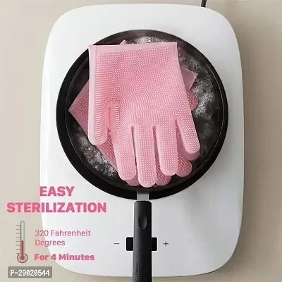 silicone solid color gloves for house hold cleaning multipurpose uses..-thumb4