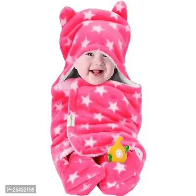 3 in 1 Baby Blanket Wrapper-Sleeping Bag for New Born Babies (Pink Star)-thumb0