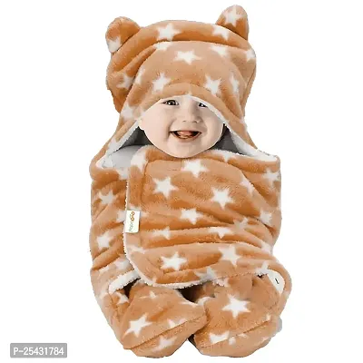 3 in 1 Baby Blanket Wrapper-Sleeping Bag for New Born Babies (Beige Star)-thumb0