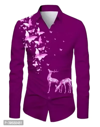 Elegant Magenta Polycotton Printed Shirt Fabric For Men