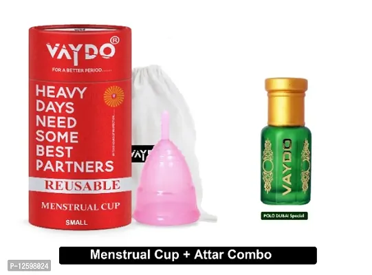 vaydo menstrual Cup and attar combo For odor Free periods, best combo ever(1 Menstrual cup + 6ML Attar)  (2 Items in the set)-thumb0