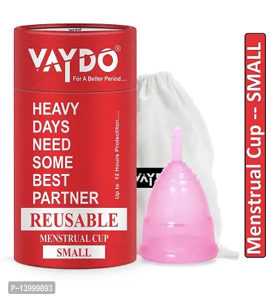 vaydo small Menstrual Cup for Women - Small Size with Pouch|Ultra Soft, Odour and Rash Free|100% Medical Grade Silicone |No Leakage | Protection for Up to 8-10 Hours | US FDA Registered,Pack of 1-thumb0