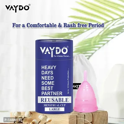 vaydo Reusable Menstrual Cup for Women | Large Size with Pouch|Ultra Soft, Odour and Rash Free|100% Medical Grade Silicone |No Leakage | Protection for Up to 8-10 Hours | US FDA Registered,Pack of 1