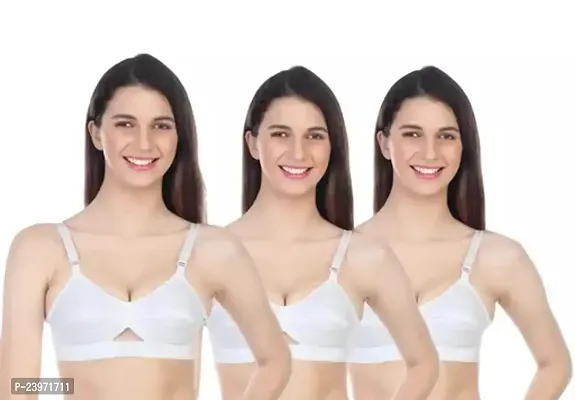 Stylish White Cotton Solid Bras For Women-thumb0