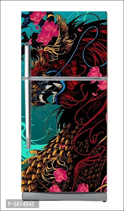 Japan dragonLarge Single Door Fridge Wallpaper And Decal Self Adhesive Fridge Wallpaer_Water Droplet Print