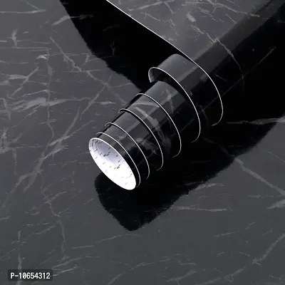 Marble Wallpaper, CSelf Adhesive Removable Wallpaper for Furniture Cabinets Countertop Kitchen (2M) (Black)-thumb0