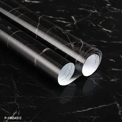 Marble Wallpaper, CSelf Adhesive Removable Wallpaper for Furniture Cabinets Countertop Kitchen (2M) (Black)-thumb3