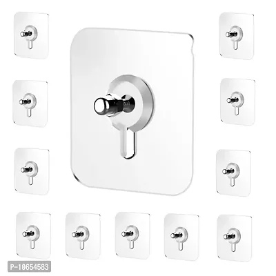 Self Adhesive Wall Bolt Screw Sticker Hook, Adhesive Hooks, Punch-Free Wall-Mounted Screw Hook,Seamless Transparent No Nails Drill Waterproof Hooks for Bathroom, Kitchen, Home (pack 10)-thumb0