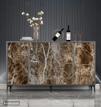 Dark Coffee Brown Kitchen Marble Wallpaper Waterproof Marble Peel and Stick Removable Glossy Marble Self Adhesive Paper Marble Paper Kitchen Wall Paper (Dark Coffee Marble 60*200cm)-thumb3