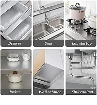 Silver 3D Kitchen Wallpaper oil Proof and Waterproof Sticker Wallpaper for Kitchen , Bathroom ,Bedroom ,Living room , Wall and Various uses in Home  Kitchen(Silver 3D cube design 60x200CM)-thumb2