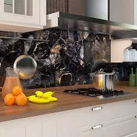 Black and Gold Marble Wallpaper Dark Blue Yellow Easily Removable Wallpaper Self-Adhesive Kitchen Peel adn Stick Backsplash Countertop Vinyl Shelf Liner (Black Gold Marble N 60*200 cm)-thumb2